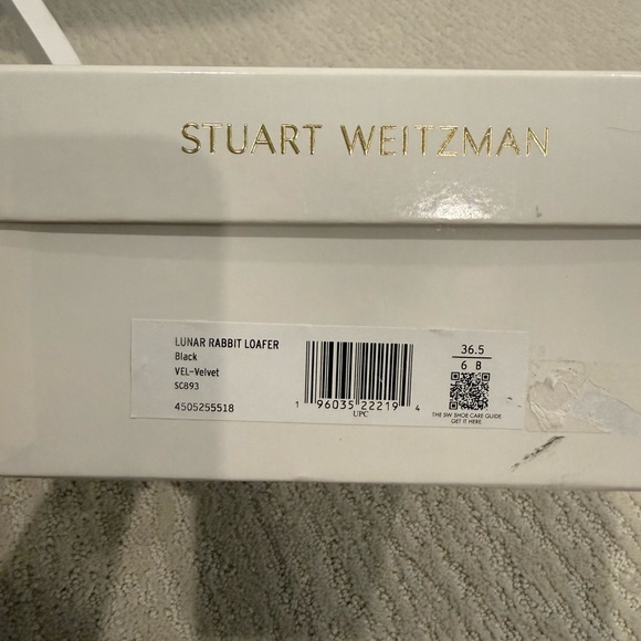 Stuart Weitzman lunar rabbit black velvet loafer smoking flat size 6 - Picture 2 of 9
